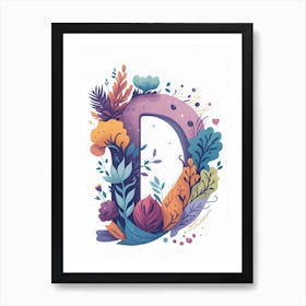 Colorful Letter D Illustration 34 Art Print