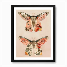 Textile Butterflies William Morris Style 1 Art Print