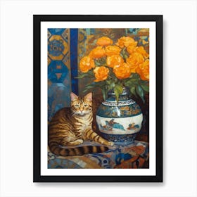 Marigold With A Cat 3 Art Nouveau Style Art Print