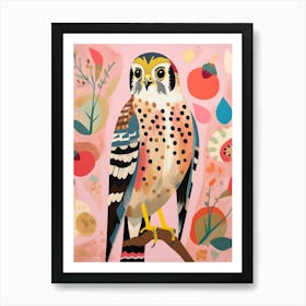 Pink Scandi American Kestrel 2 Art Print