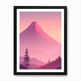 Misty Mountains Vertical Background In Pink Tone 72 Art Print