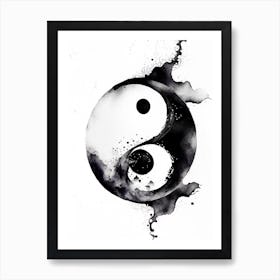 Black And White 2 Yin and Yang Watercolour Art Print