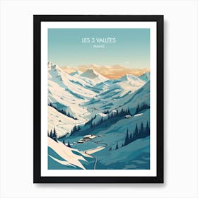 Poster Of Les 3 Vallees   France, Ski Resort Illustration 1 Art Print