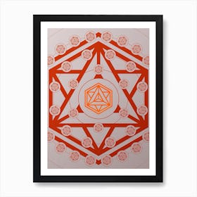 Geometric Abstract Glyph Circle Array in Tomato Red n.0033 Art Print