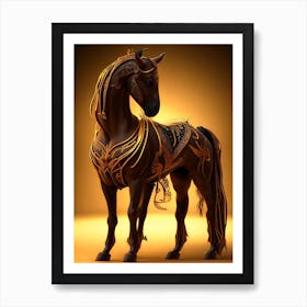 Luna 3d Hd Arabian Horse Chocolate Caramel Lights 8k Resolutio 0 Art Print