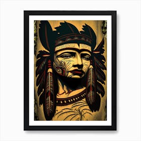 Queen Charlotte Island Warrior Prince - Indian Head Carving Art Print