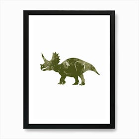 Khaki Green Triceratops 2 Art Print