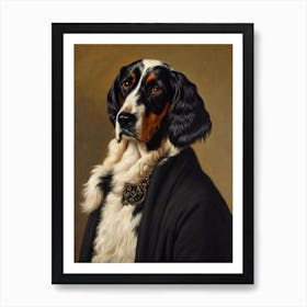 English Setter Renaissance Portrait Oil Painting Art Print