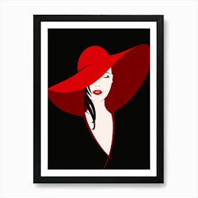 Woman In Red Hat Art Print