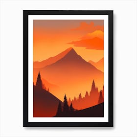 Misty Mountains Vertical Composition In Orange Tone 153 Art Print