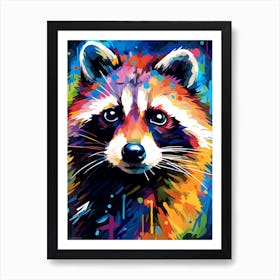 A Raccoon In City Vibrant Paint Splash 1 Art Print