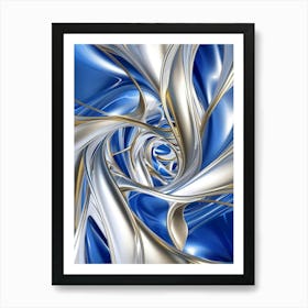 Abstract Blue And Gold 9 Art Print