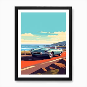 A Jaguar E Type In Causeway Coastal Route Illustration 1 Art Print