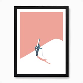 Hiking ski in pink Art Print