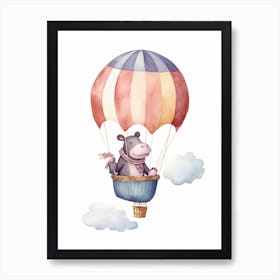 Baby Hippo 2 In A Hot Air Balloon Art Print