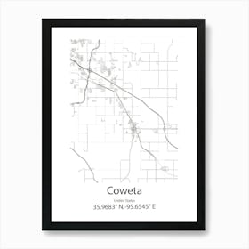 Coweta,United States Minimalist Map 1 Art Print