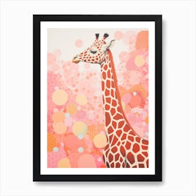 Giraffe Pastel Pink Pattern Portrait Art Print