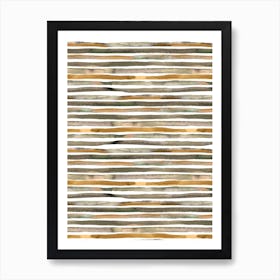 Watercolor Stripes Green Yellow Art Print