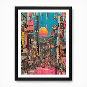 Seoul   Retro Collage Style 4 Art Print