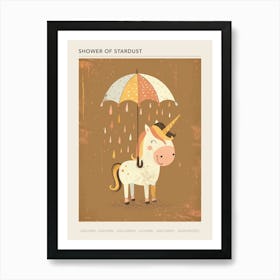 Unicorn Under An Umbrella Muted Pastels 2 Poster Art Print