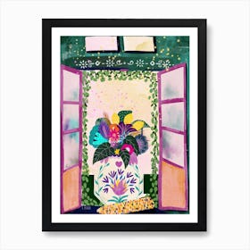 Still Life Morning Matisse Window Floral Bouquet Corn Art Print