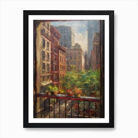 Window View Of New York In The Style Of Impressionism 3 Art Print