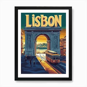 Aihrgdesign A Retro Travel Poster For Lisbon 1 Art Print