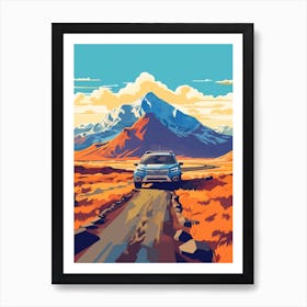 A Subaru Outback In The Andean Crossing Patagonia Illustration 2 Art Print