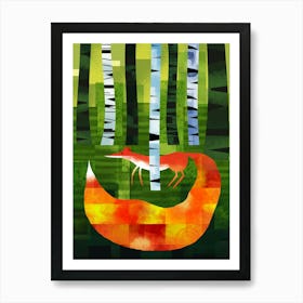 Abstract Fox in Forest Art Print