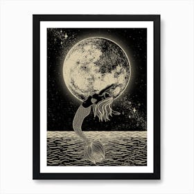 Mermaid and the Moon Art Print 1 Art Print
