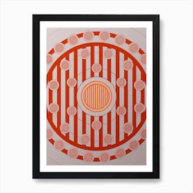 Geometric Abstract Glyph Circle Array in Tomato Red n.0009 Art Print
