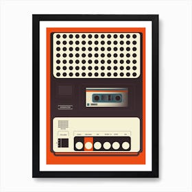 Orange Cassette Recorder Art Print