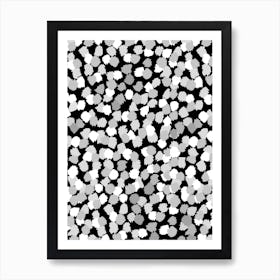 Abstract Grey, Black And White Brush Stroke Dots Art Print