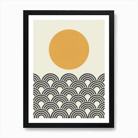 Sunrise Wave - Oriental Pattern Minimal Graphic Art Print
