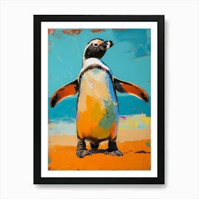 Galapagos Penguin Kangaroo Island Penneshaw Colour Block Painting 4 Art Print