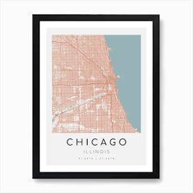 Chicago Map Print - Rococo style Art Print