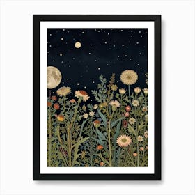 Moonlight In The Meadow Style William Morris Art Print Art Print