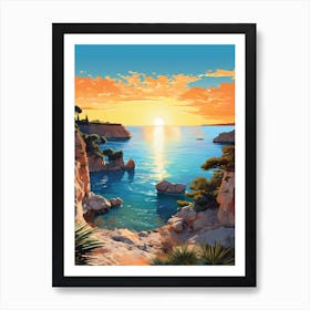 A Painting Of Cala Macarella Beach Menorca Spain 1 Art Print