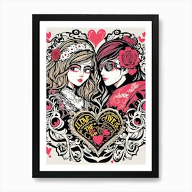 Girls In Love Art Print