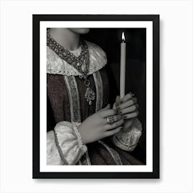 Dark Gothic Renaissance Woman Holding Candle Art Print