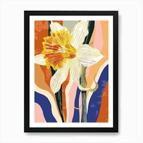 Colourful Flower Illustration Daffodil 1 Art Print