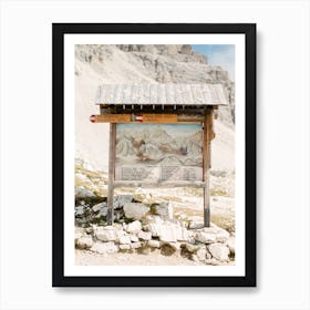 The Road To Adventure Hiking Signage In The Dolomites Italy Art Print