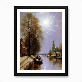 Moonlight On The Canal Art Print