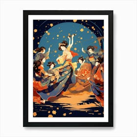 Awa Odori Dance Japanese Traditional Illustration 6 Art Print