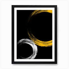 Abstract Minimalist Black And Yellow Circles Art Print