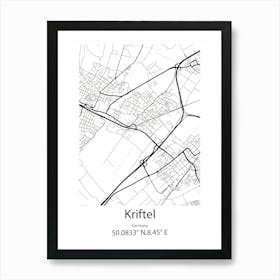 Kriftel,Germany Minimalist Map Art Print