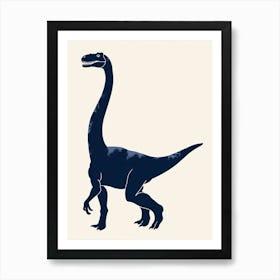 Navy Blue Dinosaur Silhouette 3 Art Print
