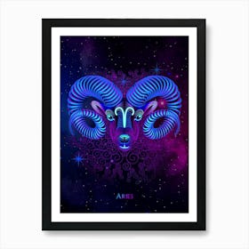 Aries Zodiac Sign — Zodiac neon signs Art Print