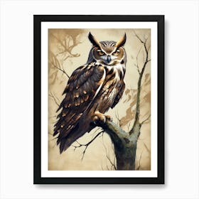 Whispers of Dusk: The Owl’s Silent Vigil Art Print