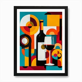 Wine Glass And Bottle 1 Art Print